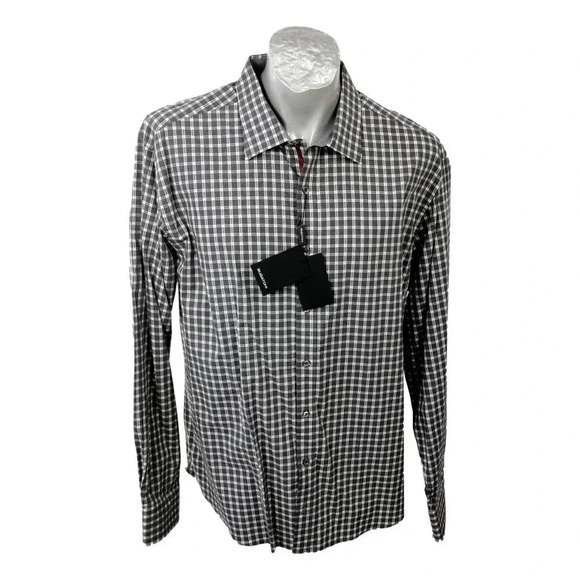 Bugatchi  Umo Mens Shirt XXL Grey Black White New Tags - Picture 1 of 6